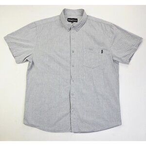 Molokai Size 2XL Men Gray White Pattern Short Sleeve Pocket Logo Tag Button Down